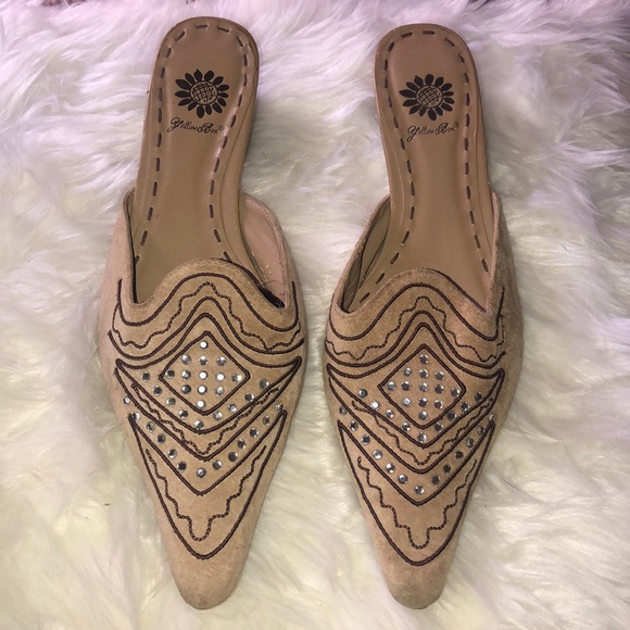 Yellow Box Shoes Yellow Box Craze Embellished Tan Suede Mules Poshmark